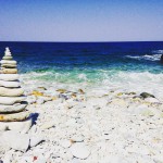 Stone sculptures by the sea